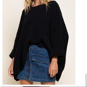 POL Let’s Cuddle Women Chenille 3/4 Sleeve Boxy Oversized Pullover Sweater Small